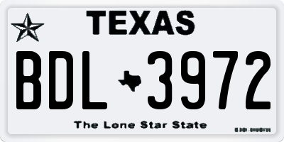 TX license plate BDL3972