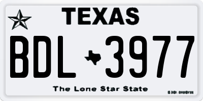 TX license plate BDL3977