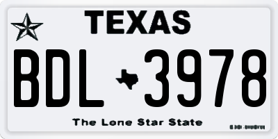 TX license plate BDL3978