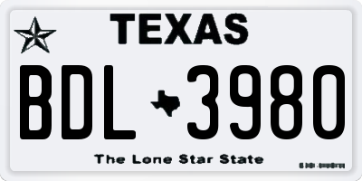 TX license plate BDL3980
