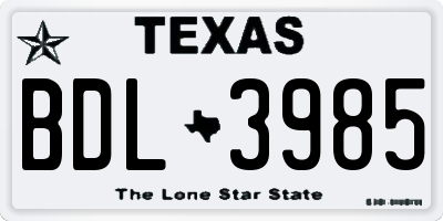 TX license plate BDL3985