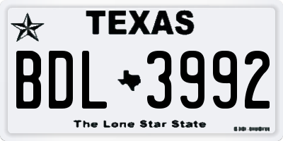 TX license plate BDL3992