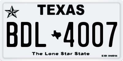 TX license plate BDL4007