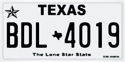 TX license plate BDL4019