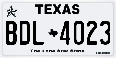 TX license plate BDL4023
