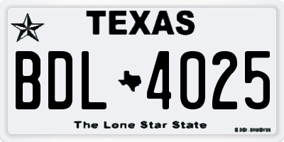 TX license plate BDL4025
