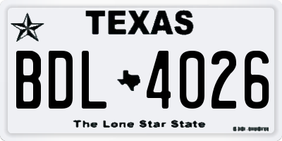 TX license plate BDL4026