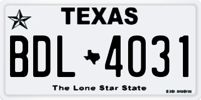 TX license plate BDL4031