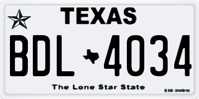 TX license plate BDL4034