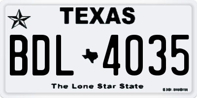 TX license plate BDL4035