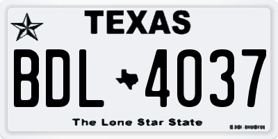 TX license plate BDL4037