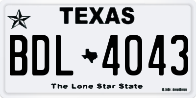 TX license plate BDL4043