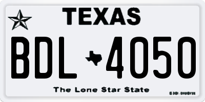 TX license plate BDL4050