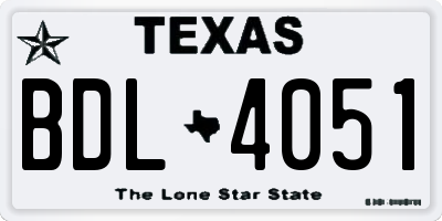 TX license plate BDL4051