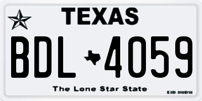 TX license plate BDL4059
