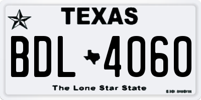 TX license plate BDL4060