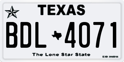 TX license plate BDL4071