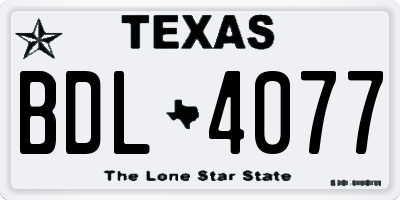TX license plate BDL4077