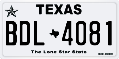 TX license plate BDL4081
