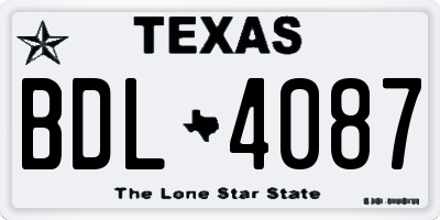 TX license plate BDL4087