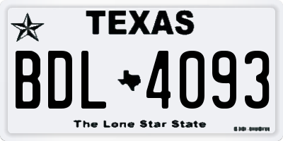 TX license plate BDL4093