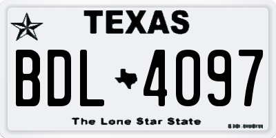 TX license plate BDL4097