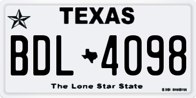 TX license plate BDL4098