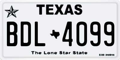 TX license plate BDL4099