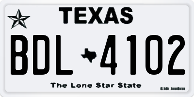 TX license plate BDL4102