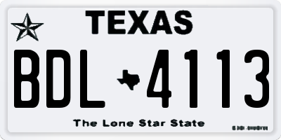 TX license plate BDL4113