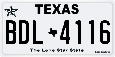 TX license plate BDL4116