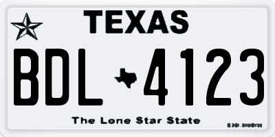 TX license plate BDL4123