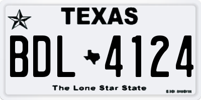 TX license plate BDL4124