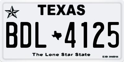 TX license plate BDL4125