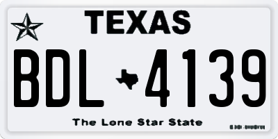 TX license plate BDL4139
