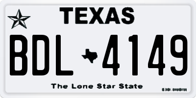 TX license plate BDL4149