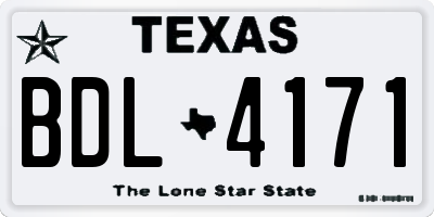 TX license plate BDL4171