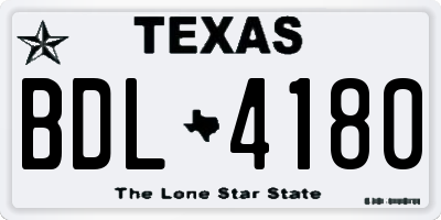 TX license plate BDL4180