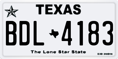 TX license plate BDL4183