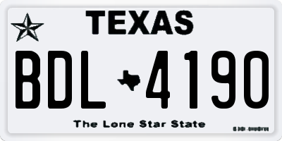 TX license plate BDL4190