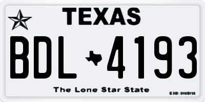 TX license plate BDL4193
