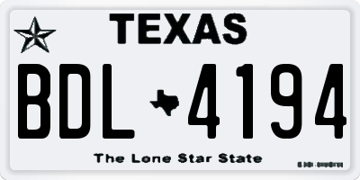 TX license plate BDL4194