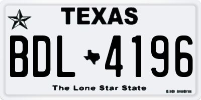 TX license plate BDL4196