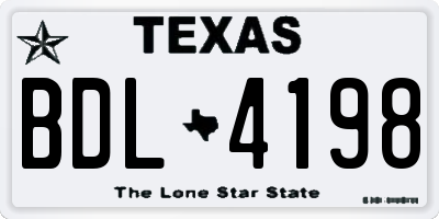 TX license plate BDL4198