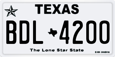 TX license plate BDL4200