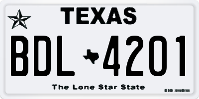 TX license plate BDL4201