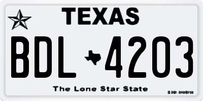 TX license plate BDL4203
