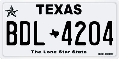 TX license plate BDL4204