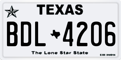 TX license plate BDL4206