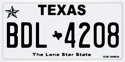 TX license plate BDL4208